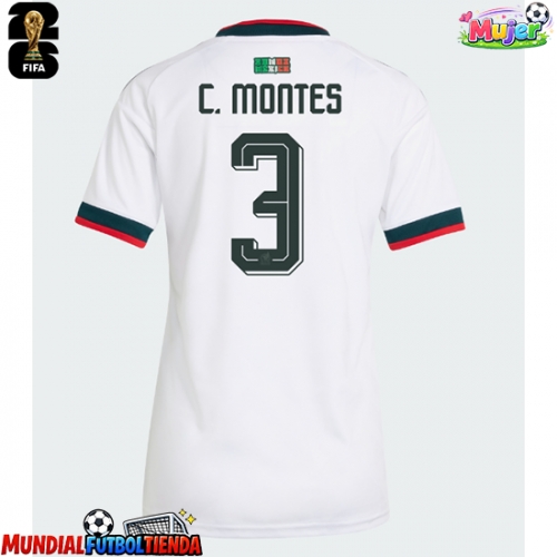 Camiseta México Cesar Montes #3 Segunda Equipación Replica Mundial 2026 para mujer mangas cortas